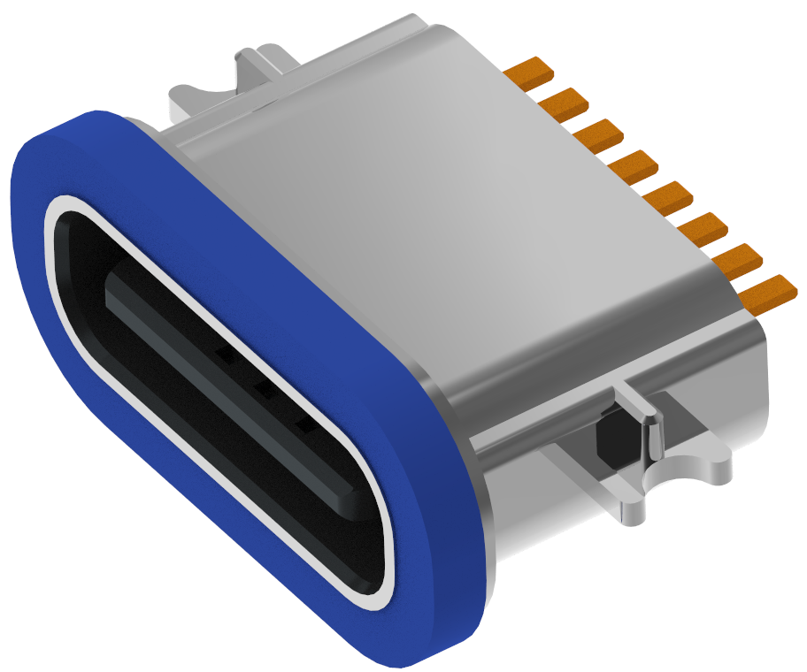 XB-TYPE C 8P-8 USB type C 8P fraisage 1.2 femelle étanche l = 6.7mm (avec tôle d'acier) (boîtier en alliage de zinc)